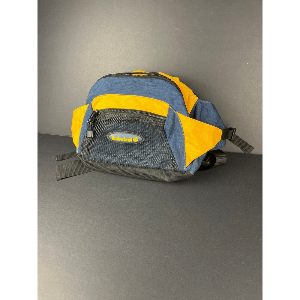 Timberland VTG Oversized Fanny Pack Mens OS Blue Yellow‎ Colorblock Waist Bag